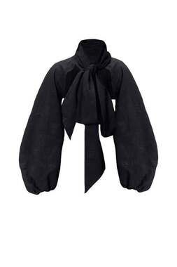 MONOSUIT Bolero Sleeves Black Shrug Jacket Ballon Long Sleeve Adjustable Tie